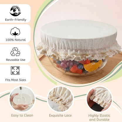 Set of 4 Reusable Cotton Bowl Covers - Image 3