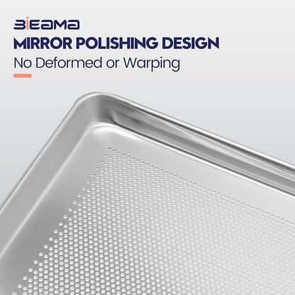 BIEAMA 6 Pack Half Size 18" x 13" Aluminum Baking Sheet Pan Perforated - Image 4