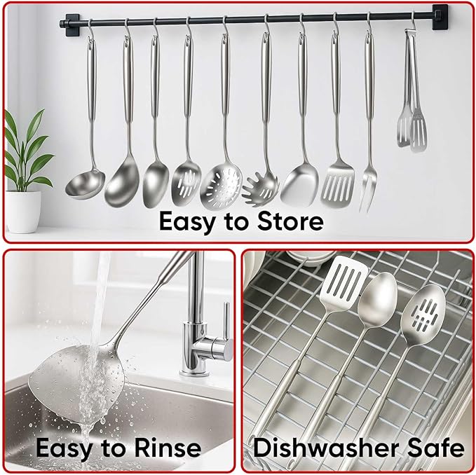 Newness 16 Pcs Cooking Utensils Set, 304 Stainless Steel Kitchen Utensils Set - Image 6
