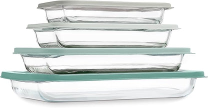 COOK WITH COLOR 8-Piece Deep Glass Baking Dish Set with Plastic Lids – by CookwithColor