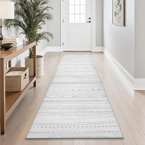 2x10 Runner Rug Machine Washable Non Slip Area Rug Distressed Neutral Moroccan by Tchdio