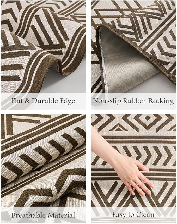 Outdoor Rug Carpet 5x8 ft, Flatweave Textured Outdoor Patio Rug Non Slip Indoor - Image 7