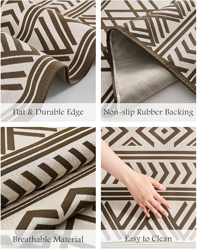 Outdoor Rug Carpet 4x6 ft, Flatweave Textured Outdoor Patio Rug Non Slip Indoor - Image 6