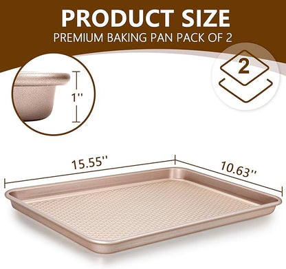 Wildone Baking Sheet Pan Set, Honeycomb Embossed Nonstick Baking Sheet 15x10 In - Image 2