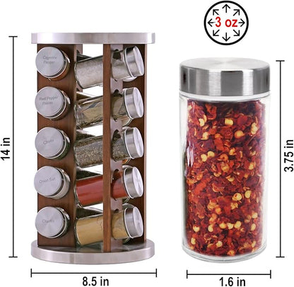 Orii 20 Jar Rotating Dark Acacia Wood Spice Rack - Image 8