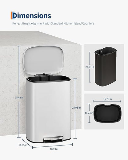 Garvee 13 gal / 50 L Metal Kitchen Trash Can - Image 6