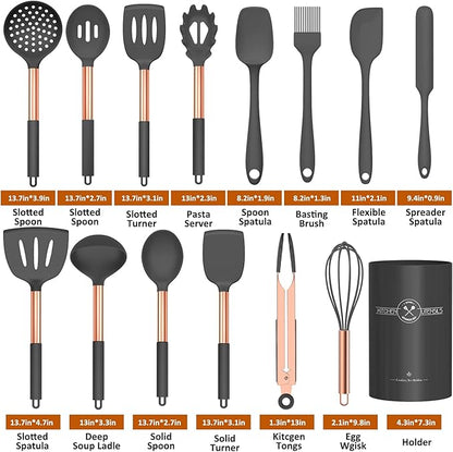 Silicone Cooking Utensil Set, Umite Chef Kitchen Utensils 15pcs Cooking - Image 2