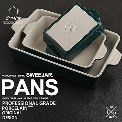 Sweejar Ceramic Bakeware Set, Rectangular Baking Dish Lasagna Pans - Image 2