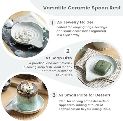 LAUCHUH Spoon Rest, Large Ceramic Spoon Holder - Image 3