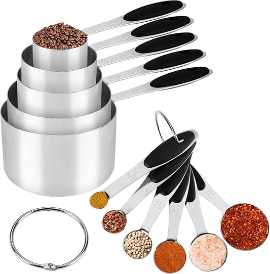 Accmor 11 Piece Metal Measuring Spoons Cups Set, Premium Stainless Steel by Accmor