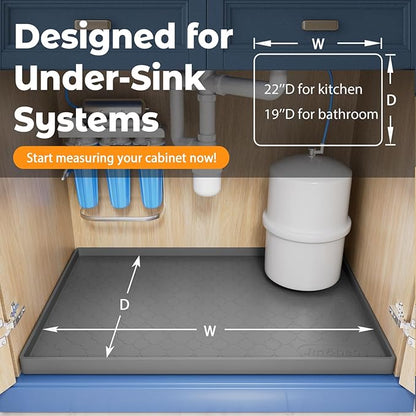 Jin&Bao Waterproof Under Sink Mat 37" x 22", Thick Silicone Mat Cabinet - Image 6