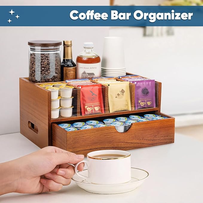 Coffee Bar Station Organizer for Countertop, Coffee and Tea Drawer Organizer - Image 4