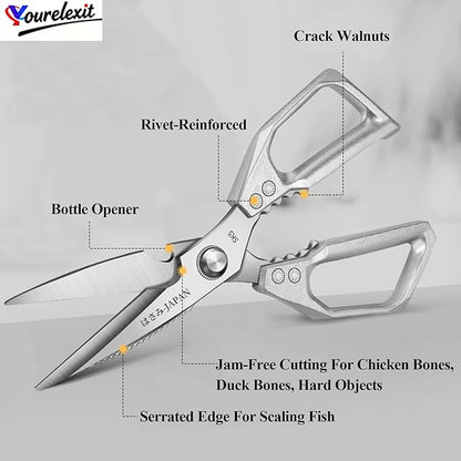 2-Piece Heavy Duty Kitchen Scissors Professional Stainless Steel Meat & Poultry - Image 3