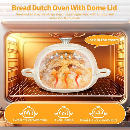 ONKO Dutch Oven For Sourdough Bread Baking, 6QT Enameled Cast Iron Dutch Oven - Image 5