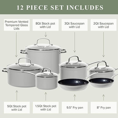 Nuwave Healthy Duralon Blue Ceramic Nonstick Cookware Set, Diamond Infused - Image 7