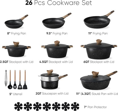 CAROTE 26PCS Pots and Pans Set Non Stick, Cookware Set Pots and Pans Induction - Image 2