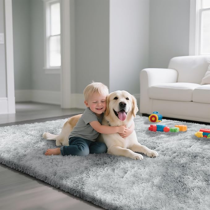 yongyangjuxin Fluffy Rug Shag Area Rug, Mottling Grey 6x9 Area Rugs - Image 5