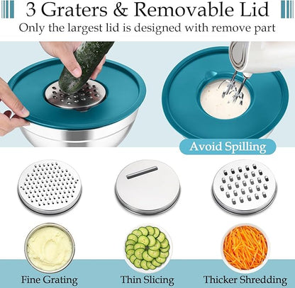TeamFar Mixing Bowls, Stainless Steel Nesting Salad Bowls - Image 3