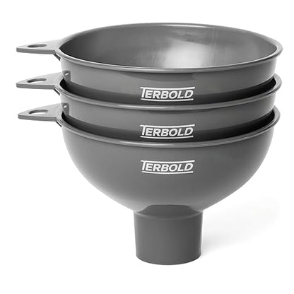 3pc Wide Mouth Canning Funnels for Filling Bottles and Mason Jars | Large Spout by Terbold