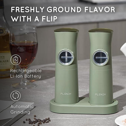 Flendy Gravity Electric Salt and Pepper Grinder Set Rechargeable, Automatic - Image 2