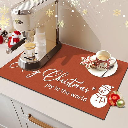 Findosom Christmas Dish Drying Mat, Hide Stain Drying Mat - Image 6