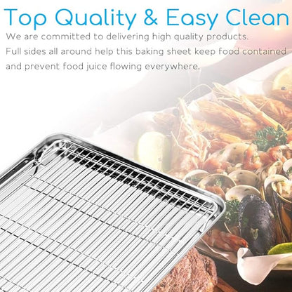 Cookie Sheet and Cooling Rack Set, 16 inch Stainless Steel Baking Pan - Image 6