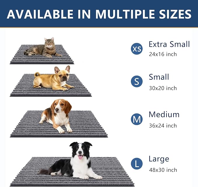 Smiry Dog Door Mat for Muddy Paws 47x24, Absorbent Dirt Trapper, Non-Slip - Image 3