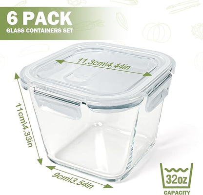 Glass Soup Containers with Lids 32 oz, 4 Cup Glass Storage Containers, Tall - Image 3