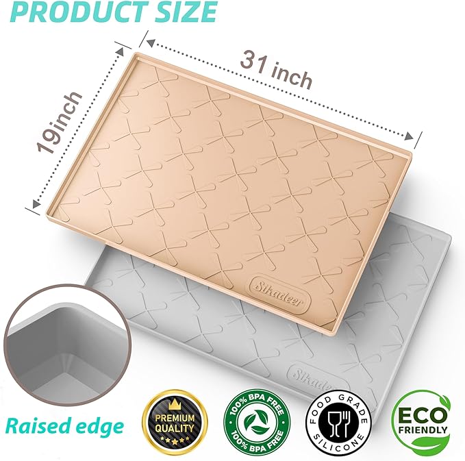 SIKADEER 31" x 19" Under Sink Mat Waterproof, Silicone Mat Kitchen Drawer Shelf - Image 3