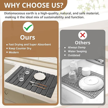 2 PCS Large Stone Dish Drying Mat - Image 5