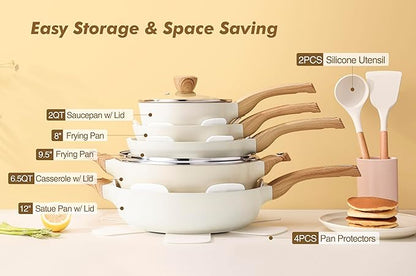 SENSARTE Ceramic Cookware Sets, Pots and Pans Set Non stick, 14 Piece Induction - Image 3