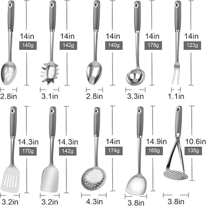10 Piece Stainless Steel Cooking Utensils Set - Image 7