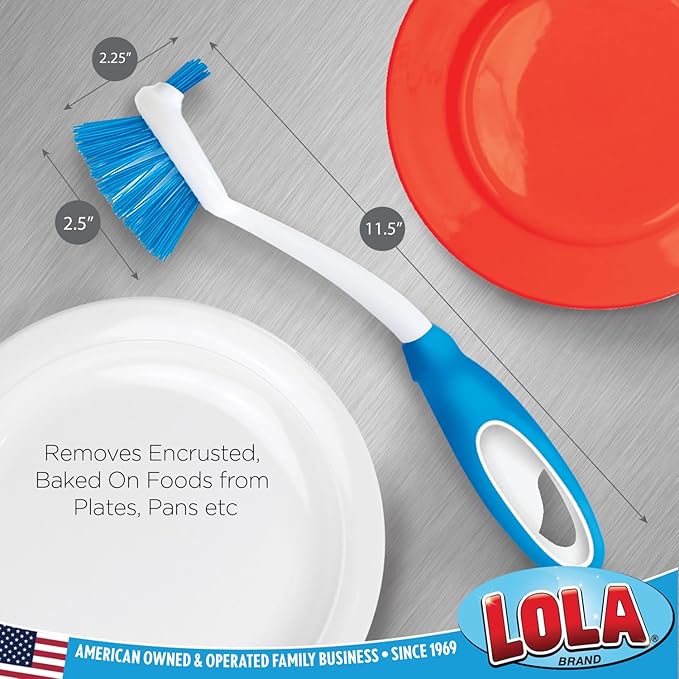 Dish Brush Scrubber for Kitchen, 2 Pack, by LOLA, Has Stiff Bristles & Food - Image 3