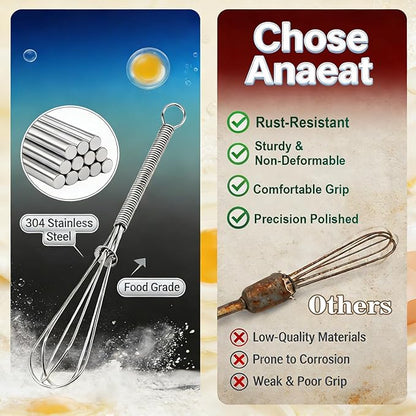 Anaeat Small Wire Whisk Set of 2, Portable Stainless Steel Kitchen Tiny Whisk & - Image 5