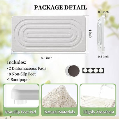 2 PCS Water Absorbing Diatomite Coasters, Stone Drying Mat - Image 2