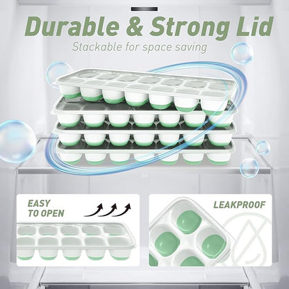 ChefAide Ice Cube Tray with Lid, 4 Packs 56 Cubes Durable Stackable Ice Cube - Image 7