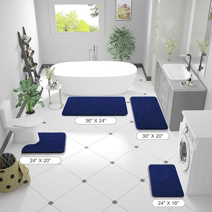 OLANLY Bathroom Runner Rugs 47x20, Extra Soft Absorbent Chenille Bath Rugs - Image 2