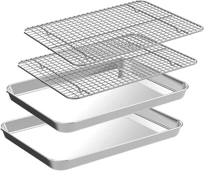 Half Sheet Pans with Rack Set, CEKEE Stainless Half Size Large Baking Sheets by CEKEEBakingEasilyHappily