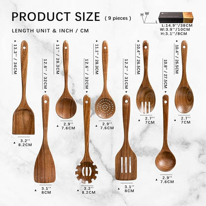 Wooden Spoons for Cooking, Nonstick Cooking Utensil Set - Image 2