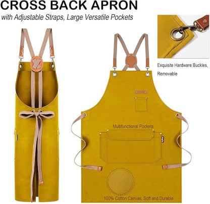 Chef Apron for Men Women with Gift Box Pack, Cross Back Apron with Pockets for - Image 3