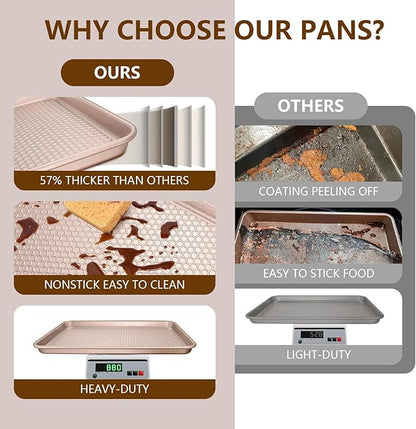 Wildone 2 Pack Half Sheet Baking Pans, Honeycomb Embossed Nonstick Baking Sheet - Image 8