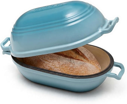 Enameled Cast Iron Dutch Oven for Sourdough Bread Baking, 11 x 7 Inch Oval Cast by FRRLY