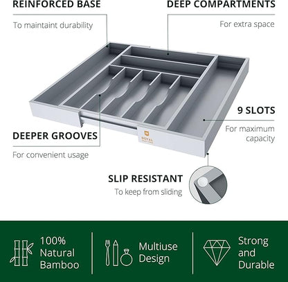 ROYAL CRAFT WOOD Luxury Bamboo Kitchen Drawer Organizer - Image 4