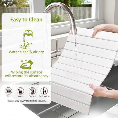 Large Stone Dish Drying Mat for Kitchen Counter, Collapsible Quick Dry Stone - Image 6