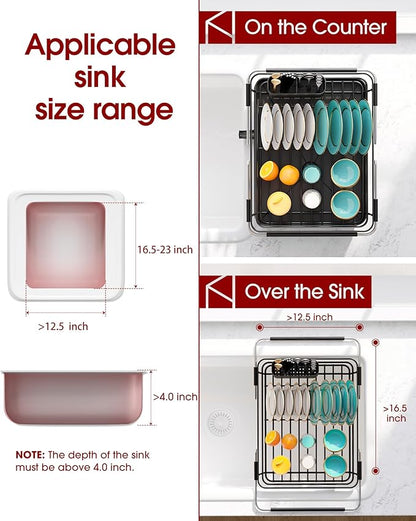Sakugi Extendable Dish Drying Rack Over Sink - Image 5