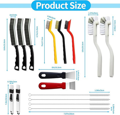 16Pcs Crevice Cleaning Brush Set, Hard Bristle Scrub Brushes Tools - Image 7