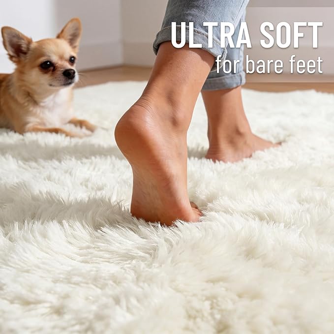 OLANLY Area Rugs for Living Room Bedroom, Machine Washable 4x5.9 ft Soft Fluffy - Image 4