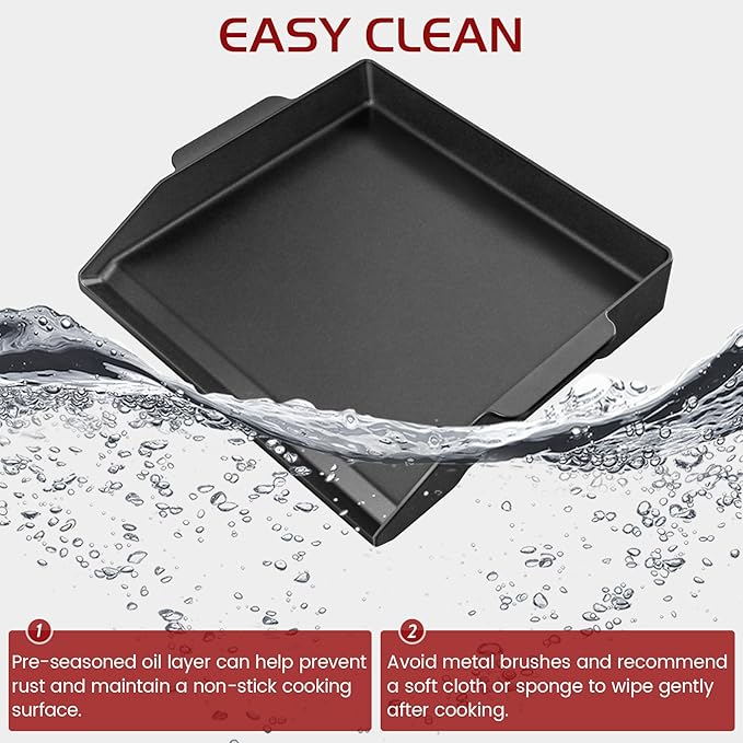 Cast Iron Griddle for Gas Grill Stove Top Plate Universal Flat Griddle Insert Stovetop Skillet Charcoal Electric Range Oven Large Cooking Pan Replacement Outdoor Camp Camping Part 23" x 16"