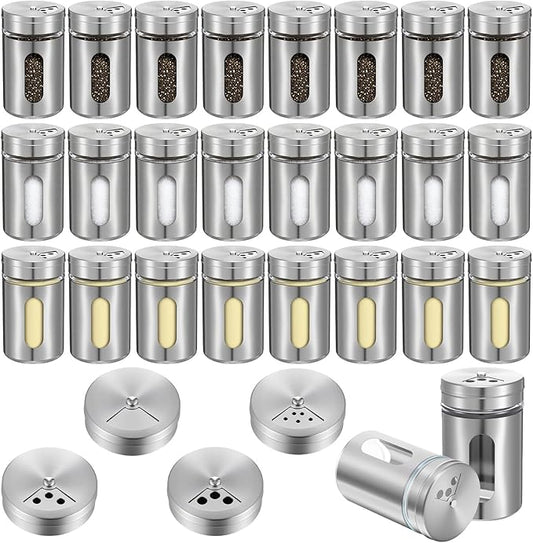 24 Pcs Stainless Steel Spice Jars by Tolare