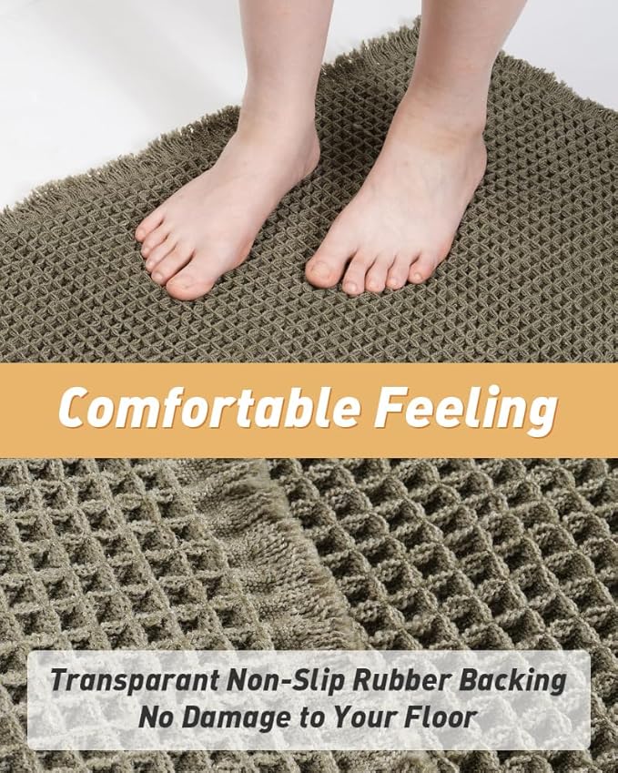 Upgraded Waffle Bath Mats Set of 2, Super Absorbent Non Slip Bath Mats - Image 3
